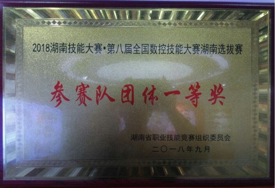 第八屆全國數控技能大賽湖南選拔賽參賽隊團體一等獎