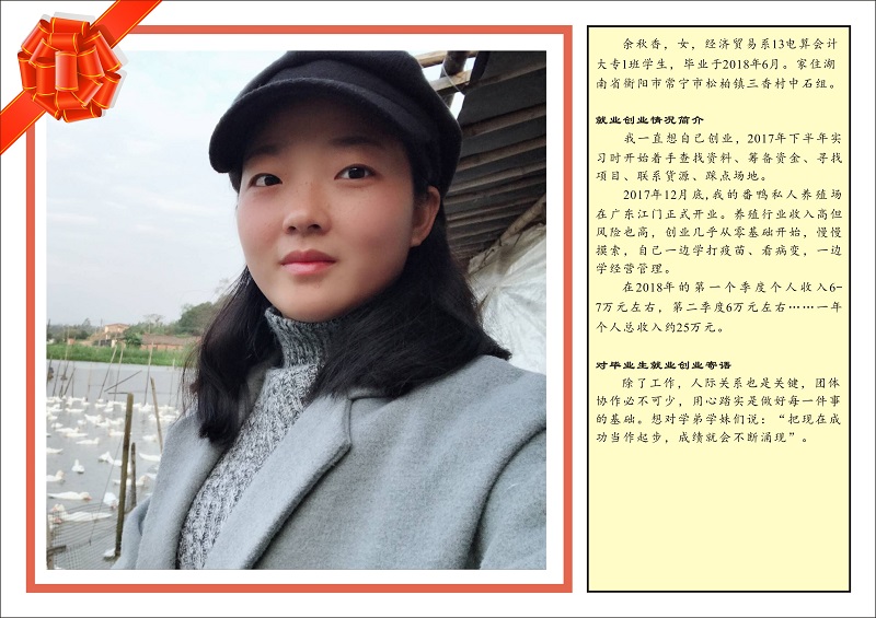 優秀畢業生經濟貿易系13電算會計大專1班–余秋香